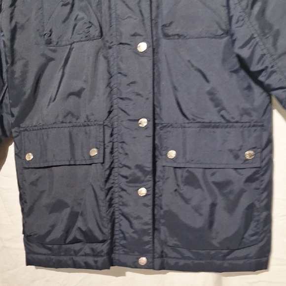 Tommy Hilfiger Black Nylon Pea Coat, Silver Studs, Women's 10, NWOT - Picture 5 of 13